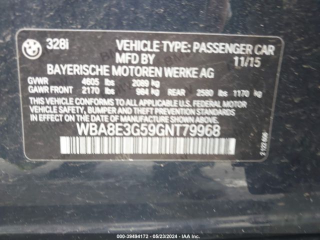 WBA8E3G59GNT79968 BMW 328i Xdrive