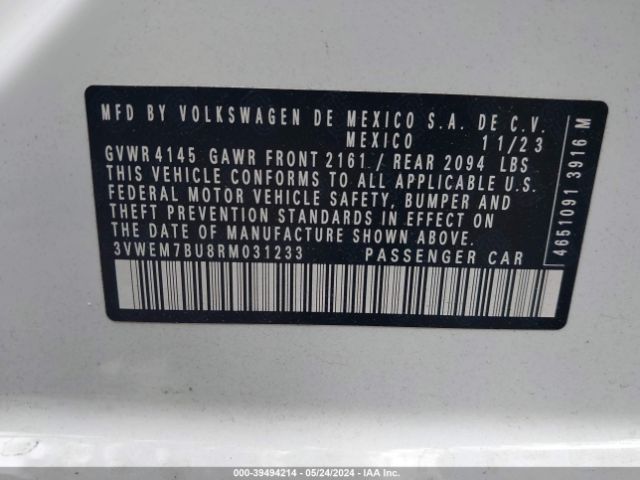 3VWEM7BU8RM031233 Volkswagen Jetta 1.5t Se