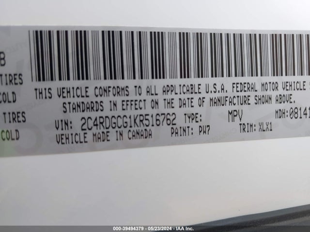 Dodge Grand Caravan Sxt 2019 2C4RDGCG1KR516762 Image 9