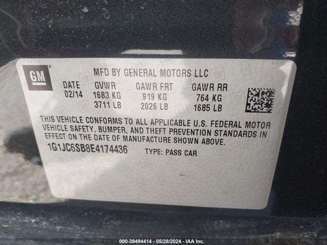 Chevrolet Sonic Lt Auto 2014 1G1JC6SB8E4174436 Image 9