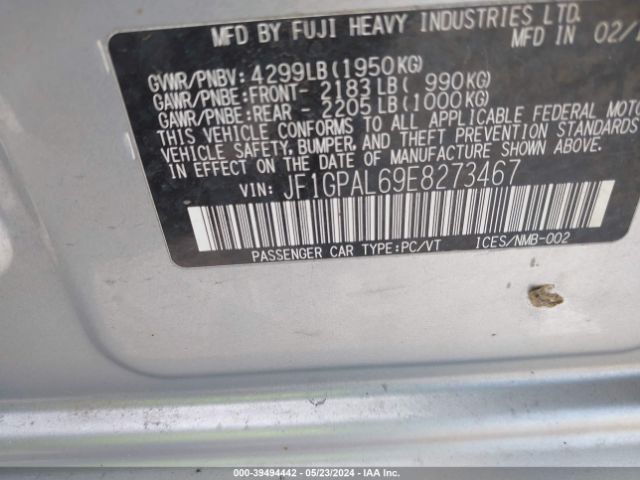 JF1GPAL69E8273467 Subaru Impreza 2.0i Sport Premium