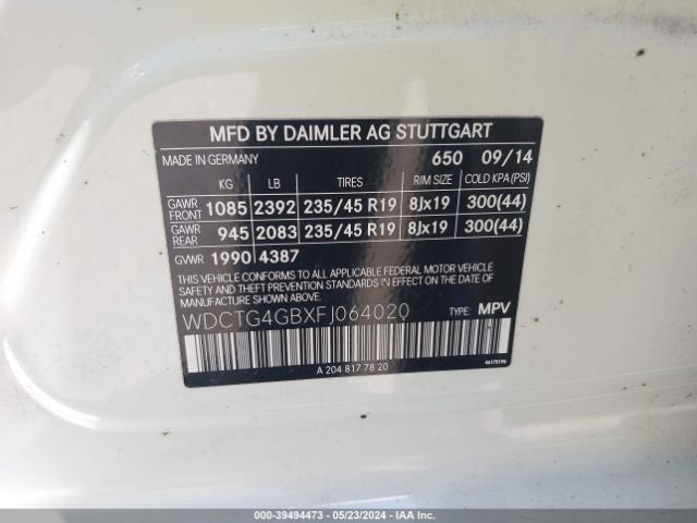 WDCTG4GBXFJ064020 Mercedes-Benz Gla 250 4matic