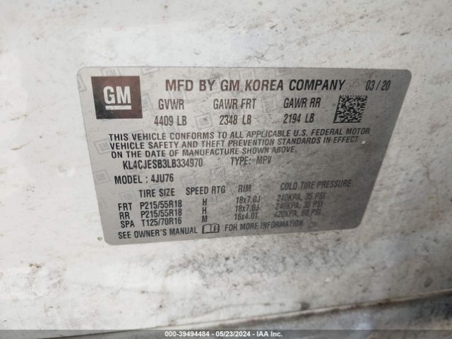 KL4CJESB3LB334970 Buick Encore Awd Preferred
