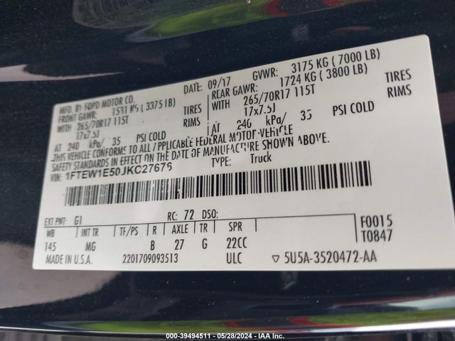 Ford F-150 Xlt 2018 1FTEW1E50JKC27676 Image 9