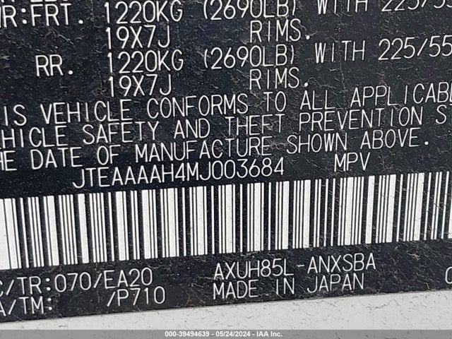 Toyota Venza Limited 2021 JTEAAAAH4MJ003684 Image 9
