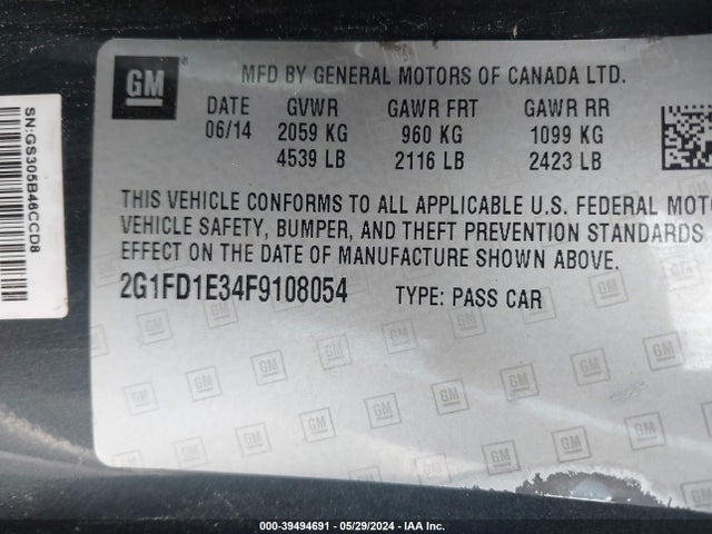 Chevrolet Camaro 1lt 2015 2G1FD1E34F9108054 Image 9