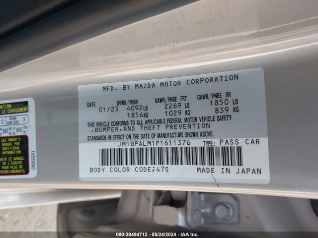 JM1BPALM1P1611376 Mazda Mazda3 2.5 S Preferred