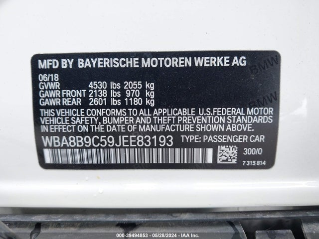 BMW 330I 2018 WBA8B9C59JEE83193 Image 9