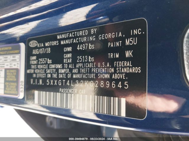 5XXGT4L32KG289645 KIA Optima S