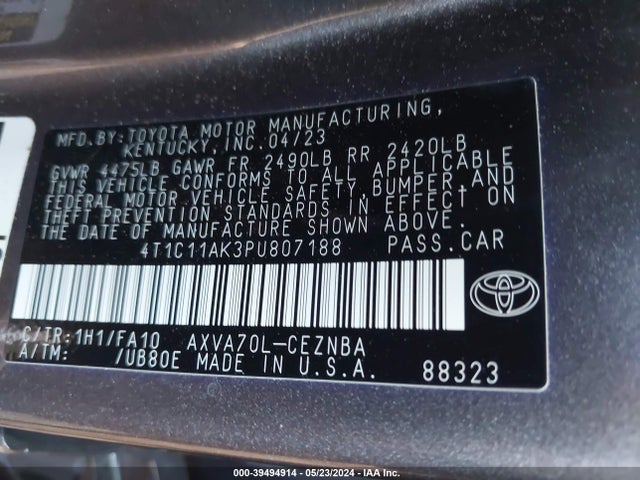 Toyota CAMRY LE 2023 4T1C11AK3PU807188 Image 9