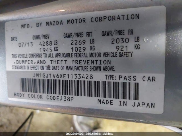 Mazda Mazda6 I Touring 2014 JM1GJ1V6XE1133428 Image 9