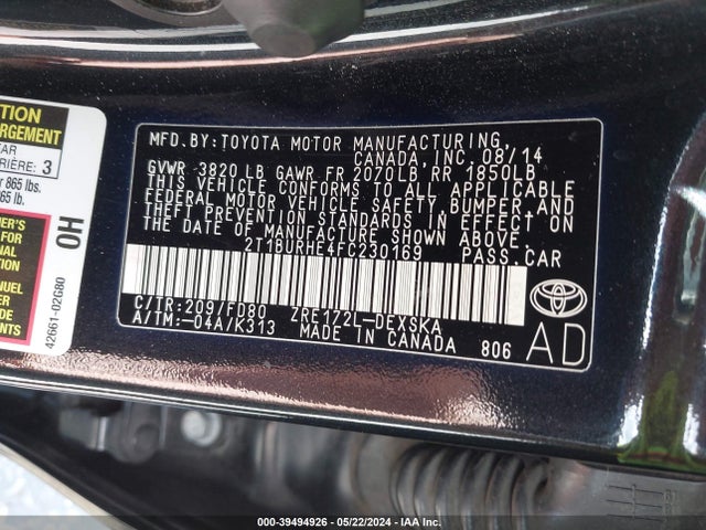 Toyota Corolla S Plus 2015 2T1BURHE4FC230169 Image 9