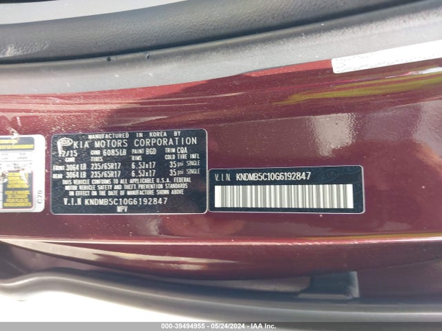KIA SEDONA LX 2016 KNDMB5C10G6192847 Image 9
