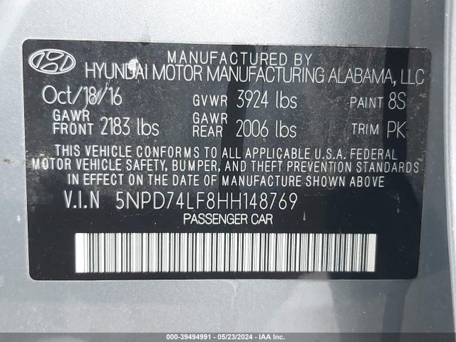 Hyundai ELANTRA SE 2017 5NPD74LF8HH148769 Image 9