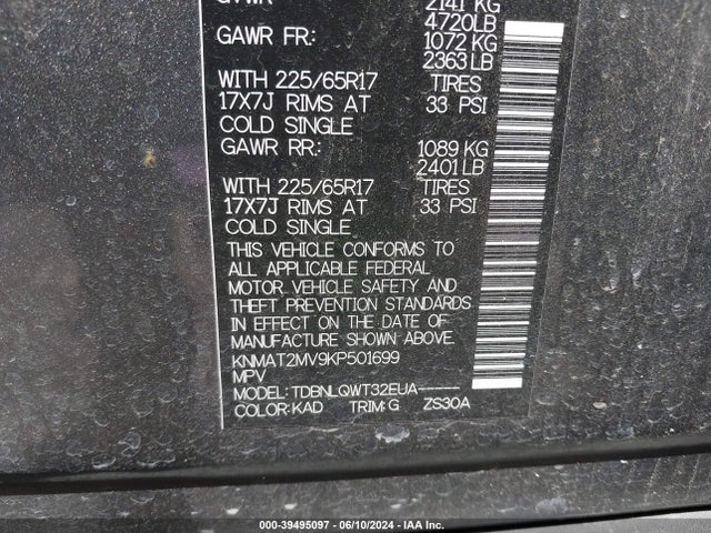 Nissan ROGUE SV 2019 KNMAT2MV9KP501699 Image 9