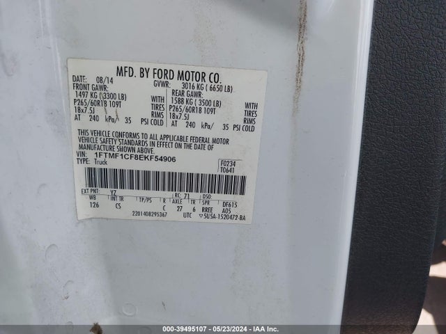 Ford F-150 Stx 2014 1FTMF1CF8EKF54906 Image 9