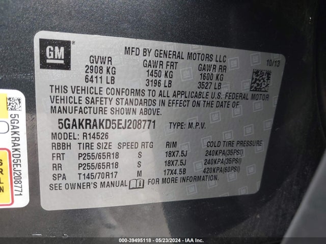 5GAKRAKD5EJ208771 Buick Enclave Convenience