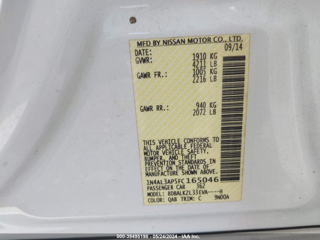 Nissan Altima 2.5 Sv 2015 1N4AL3AP5FC165046 Image 9