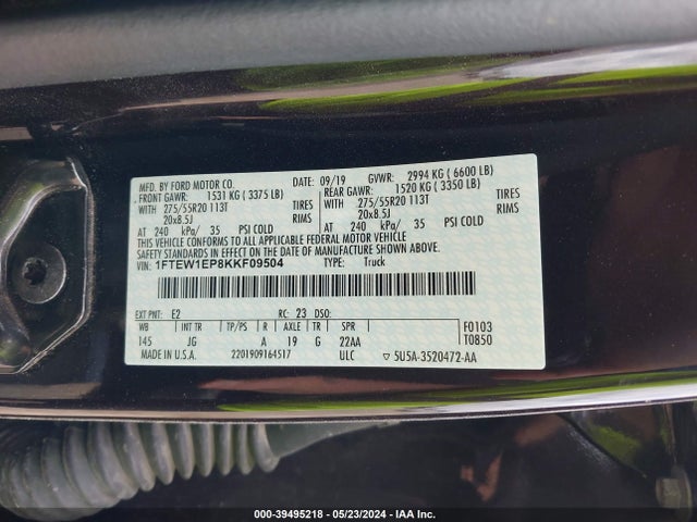 Ford F-150 Xl 2019 1FTEW1EP8KKF09504 Image 9