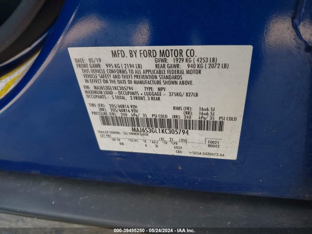 Ford Ecosport Se 2019 MAJ6S3GL1KC305794 Image 9