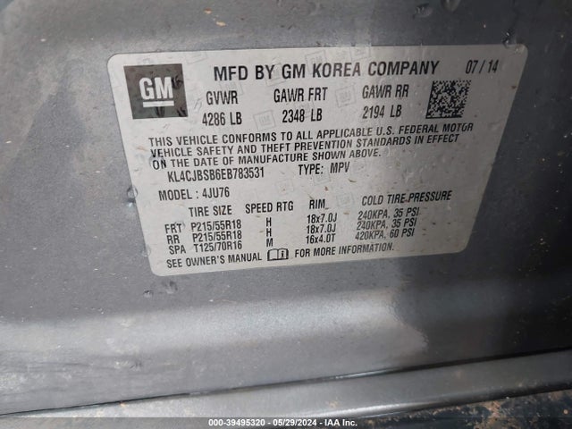 KL4CJBSB6EB783531 Buick Encore Convenience
