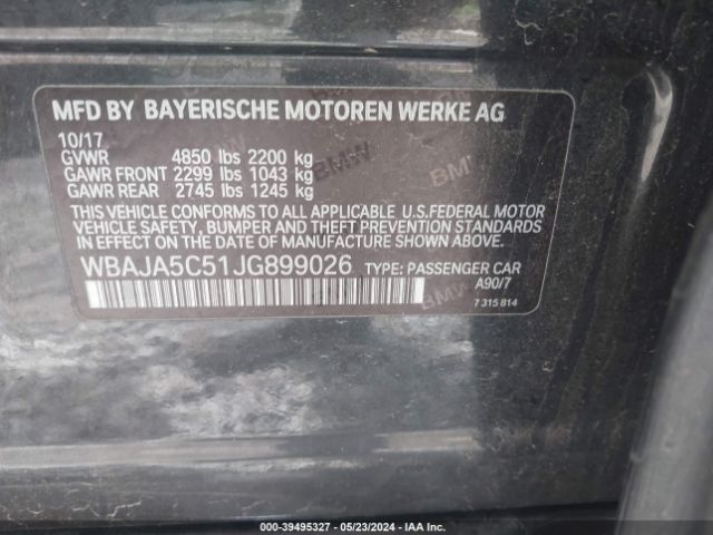 WBAJA5C51JG899026 BMW 530I