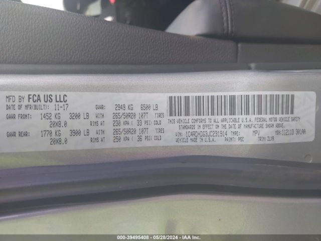 1C4RDHDG3JC231914 Dodge Durango Gt Rwd