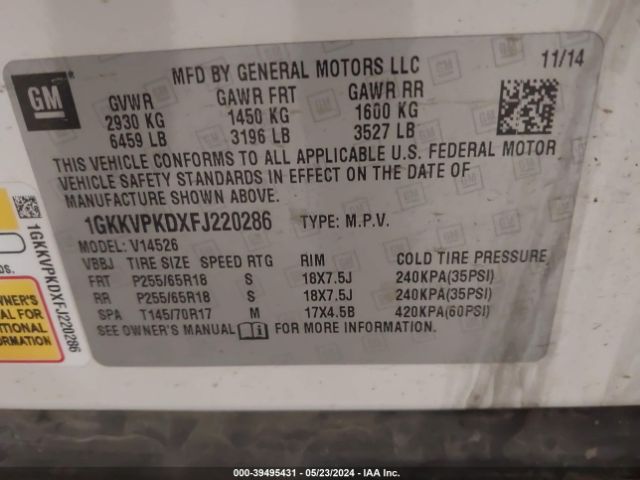 1GKKVPKDXFJ220286 GMC Acadia Sle-2