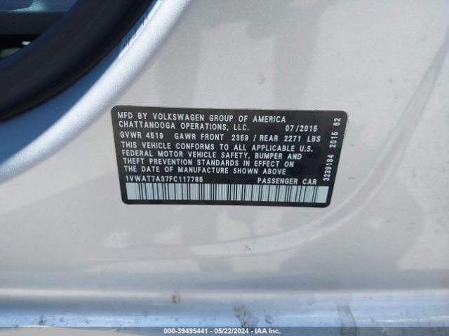1VWAT7A37FC117785 Volkswagen Passat 1.8t Limited Edition