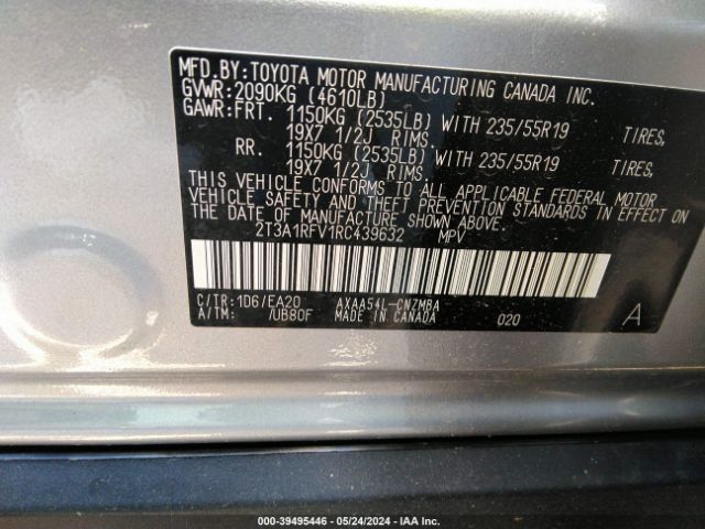2T3A1RFV1RC439632 Toyota Rav4 Xle Premium