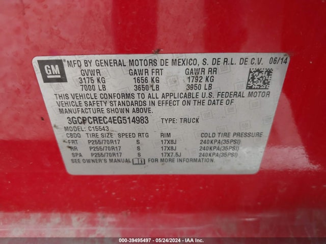 Chevrolet Silverado 1500 1lt 2014 3GCPCREC4EG514983 Image 9