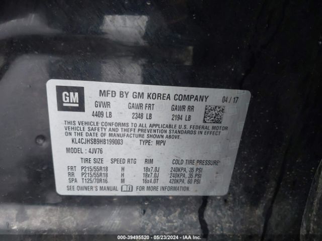 KL4CJHSB9HB199003 Buick Encore Premium