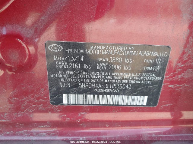 Hyundai ELANTRA SE 2014 5NPDH4AE3EH536043 Image 9
