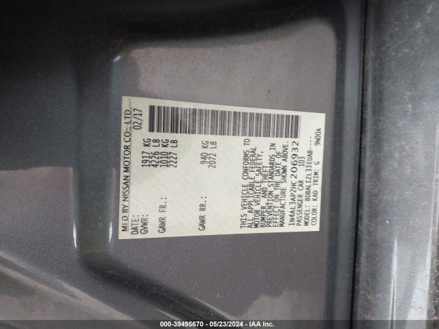 Nissan Altima 2.5 Sv 2017 1N4AL3AP2HC206932 Image 9
