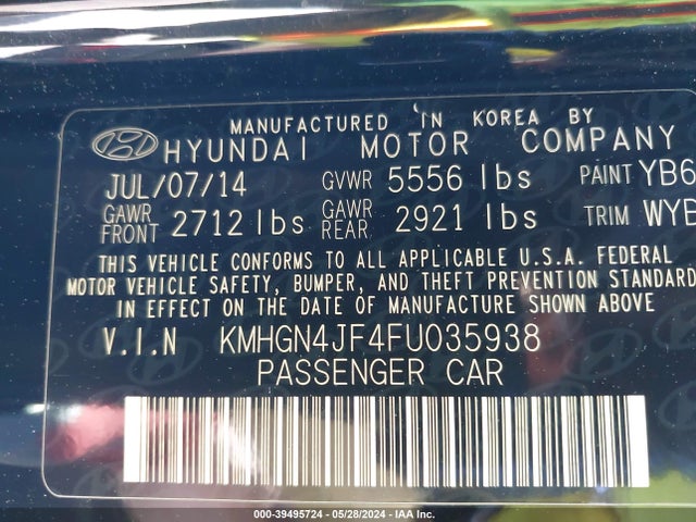 Hyundai Genesis 5.0 2015 KMHGN4JF4FU035938 Image 9