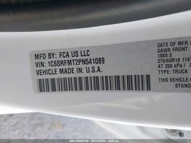 1C6SRFMT2PN541089 RAM 1500 Big Horn  4x4 6'4 Box