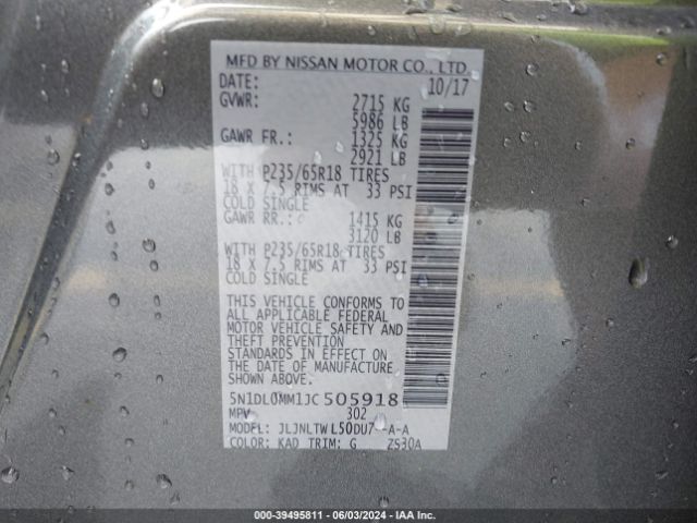 5N1DL0MM1JC505918 Infiniti QX60