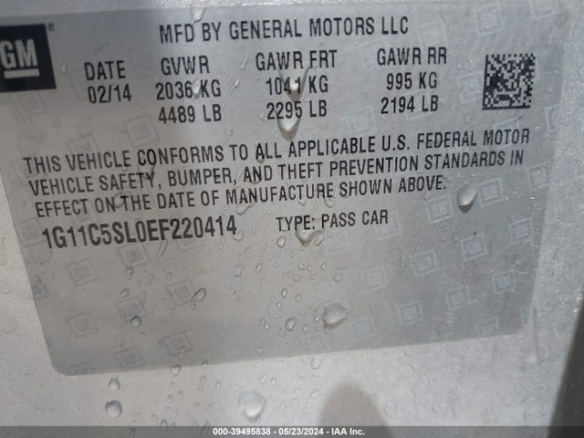 Chevrolet MALIBU 1LT 2014 1G11C5SL0EF220414 Image 9