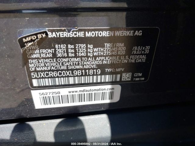 5UXCR6C0XL9B11819 BMW X5 Xdrive40i