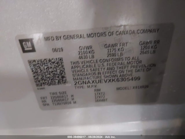 Chevrolet EQUINOX LT 2019 2GNAXUEVXK6305499 Image 9