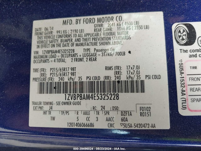 Ford Mustang V6 2014 1ZVBP8AM4E5325228 Image 9