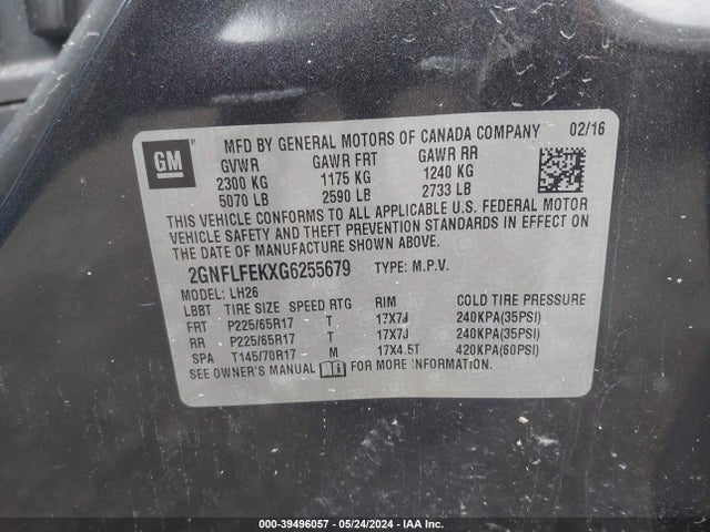Chevrolet EQUINOX LT 2016 2GNFLFEKXG6255679 Image 9