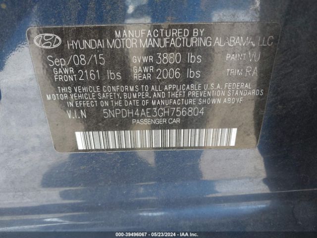 5NPDH4AE3GH756804 Hyundai ELANTRA SE
