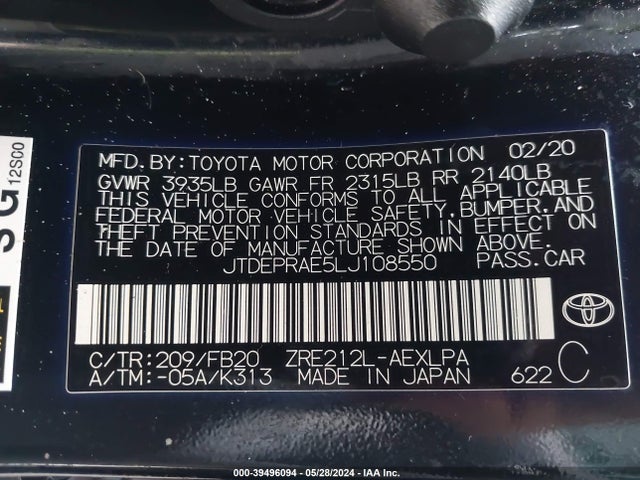 Toyota COROLLA LE 2020 JTDEPRAE5LJ108550 Image 9