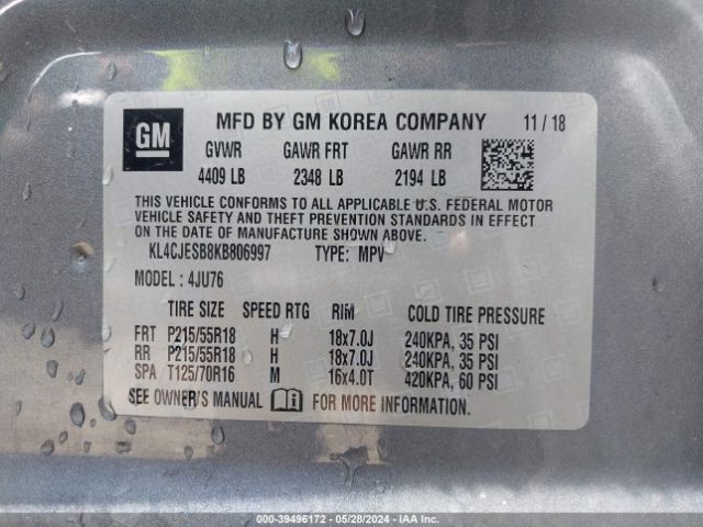 KL4CJESB8KB806997 Buick Encore Awd Preferred