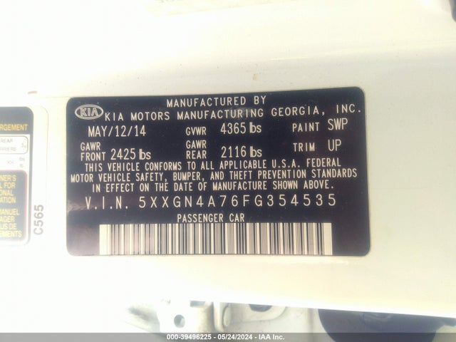 KIA OPTIMA EX 2015 5XXGN4A76FG354535 Image 9