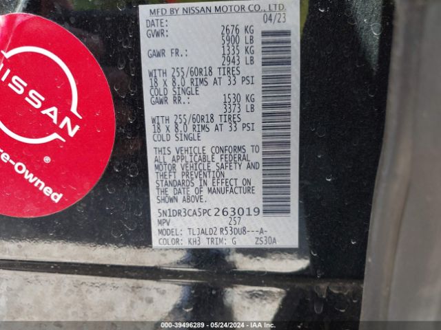 5N1DR3CA5PC263019 Nissan Pathfinder Sl Fwd