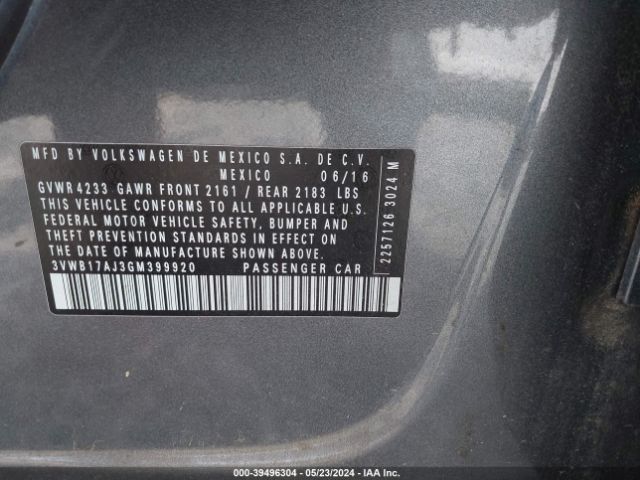 3VWB17AJ3GM399920 Volkswagen Jetta 1.8t Sport