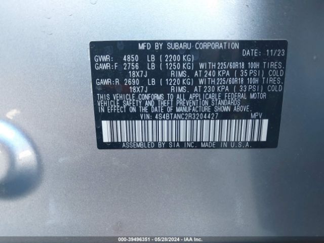 4S4BTANC2R3204427 Subaru Outback Limited