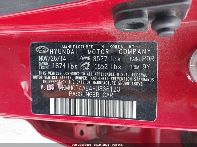 Hyundai ACCENT GLS 2015 KMHCT4AE4FU836123 Image 9